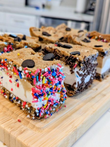 Chocolate Chip Cookie Bar Ice Cream Sandwiches
